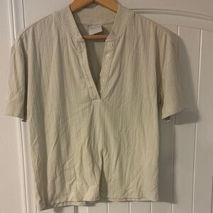 Varley Cream Short Sleeve Button-Up Shirt